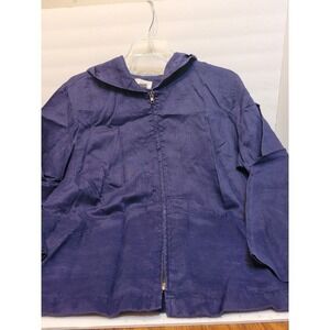 JORDAN WOMAN, LINEN ZIP JACKET, 18W, BLUE